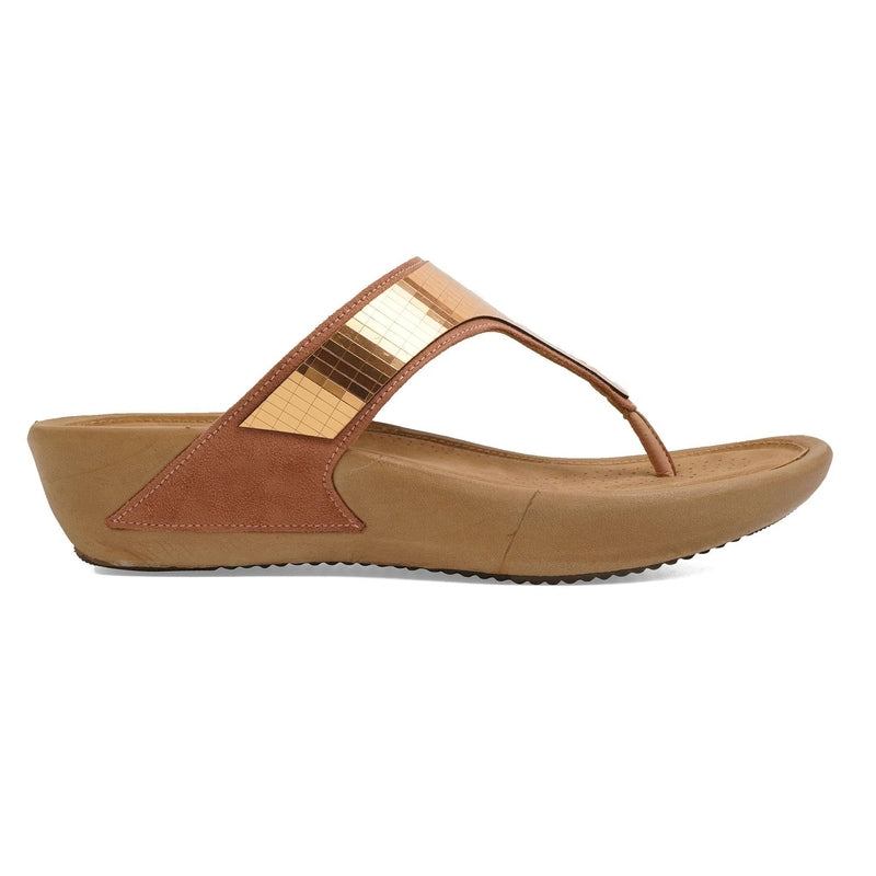 Paloma- Brown Thong Slip-Ons - Glamourous Grace