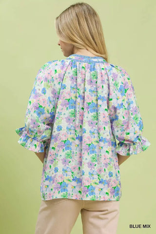 Umgee Mix Floral Print Ruffle Top - Glamourous Grace
