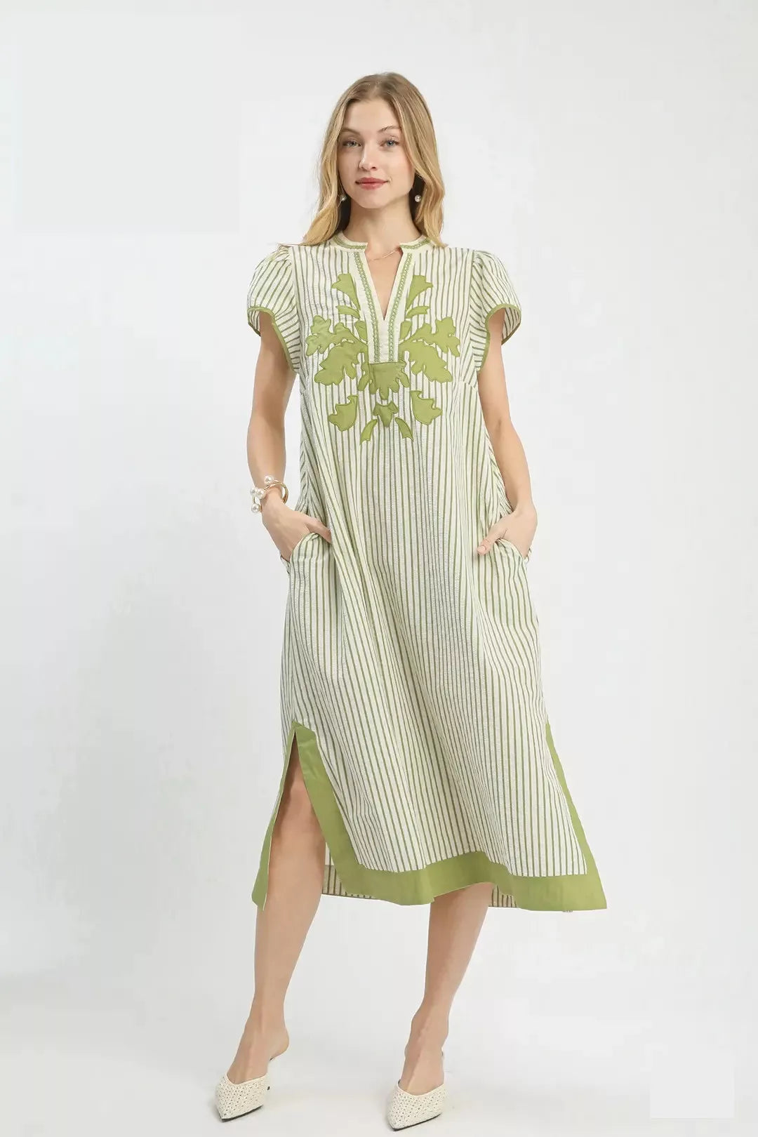 Umgee Stripe Midi Dress with Lace Trim - Glamourous Grace