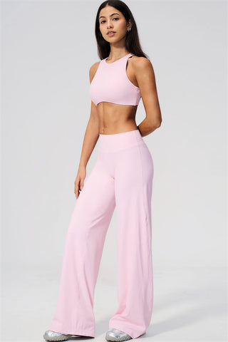 The Twirl Open Back Sports Bra Straight Leg Pants 2-Piece Set