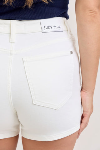 Judy Blue High-Waisted White Denim Shorts