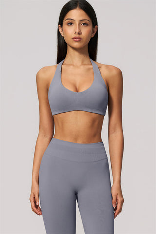 The Velvetine Halter Sports Bra Leggings 2-Piece Set