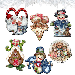 Merry Christmas  Clip-On Eco Wood Decorative Ornaments Set of 6 by Jamie Mills-Price - Christmas Decor - 8090136C-S6