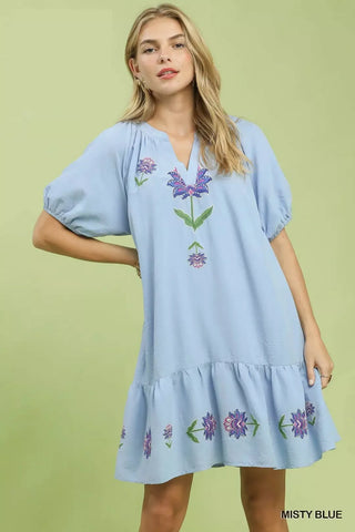 Umgee Embroidered Floral Babydoll Dress - Glamourous Grace