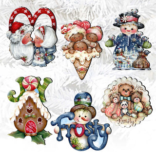 Merry Christmas  Clip-On Eco Wood Decorative Ornaments Set of 6 by Jamie Mills-Price - Christmas Decor - 8090136C-S6