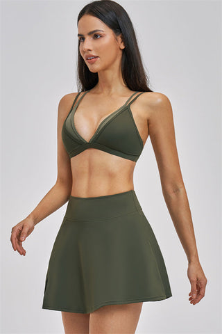 The Seraphine Layered V Sports Bra Skirt 2-Piece Set