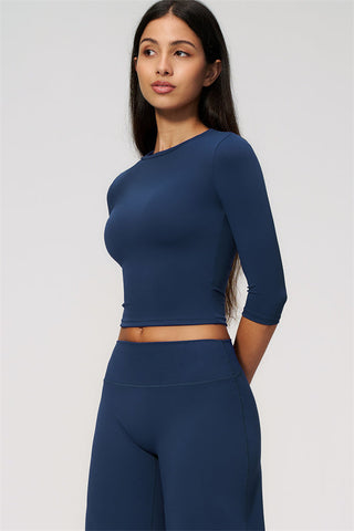 The Natalia Half-Sleeve Top Wide-Leg Crop 2-Piece Set