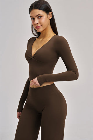 The Swoon Long Sleeve Crop top Flared Leggings 2-Piece Set