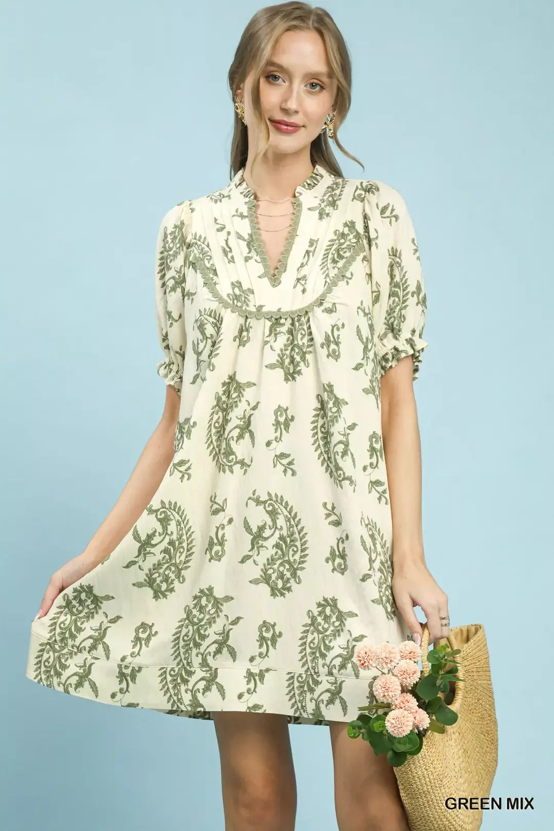 Umgee Mix Paisley Scallop Trim Dress - Glamourous Grace
