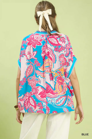 Umgee Abstract Print Oversized Top - Glamourous Grace