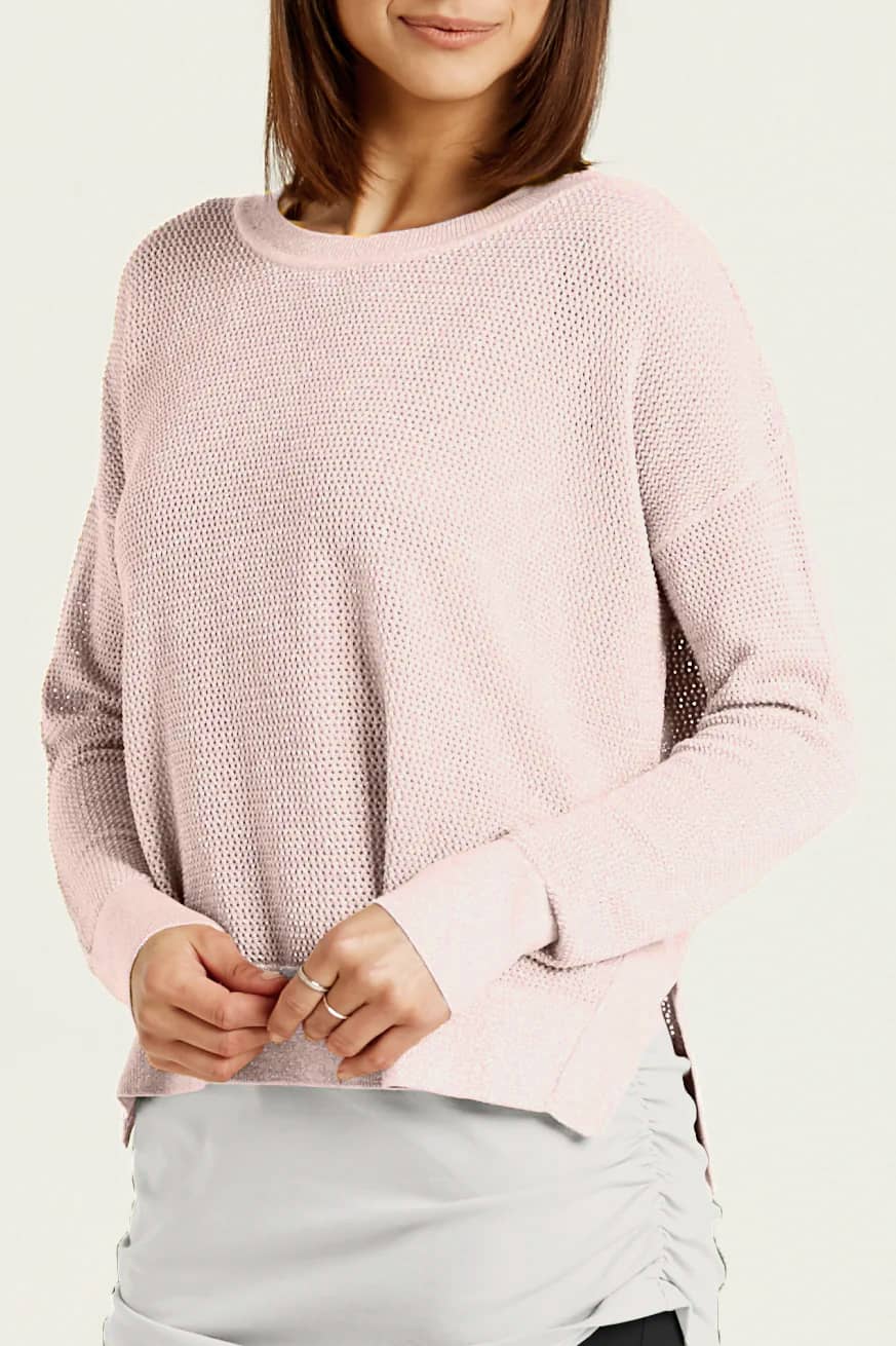 Pima Cotton Metallic Mini Seed Stitch - Blush/Silver - Glamourous Grace