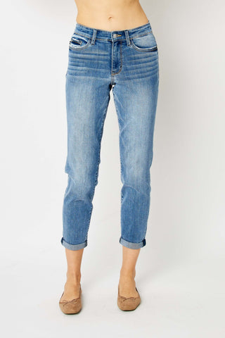 Judy Blue Cuffed Hem Blue Denim Skinny Jeans