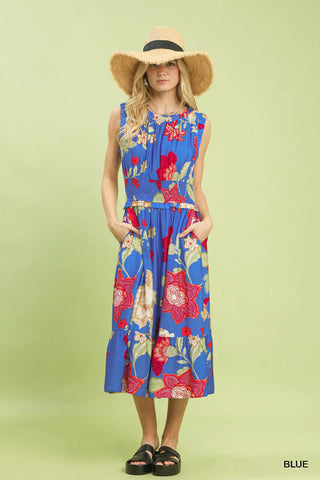 Umgee Floral Smocked Midi Dress - Glamourous Grace