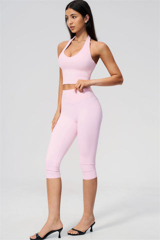 The Twirl Wide Strap Halter Crop Top