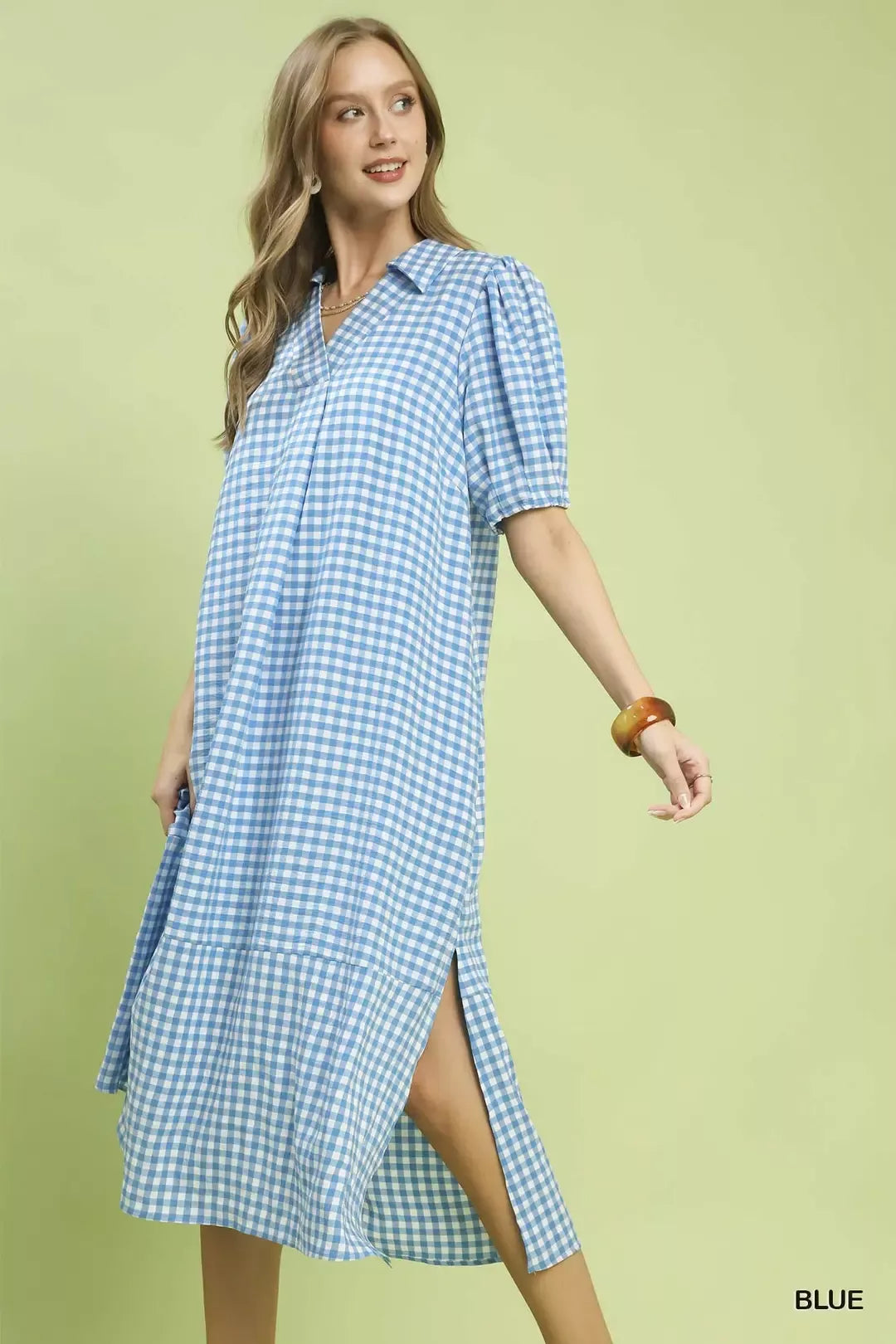 Umgee Gingham Midi Dress with Side Pockets - Glamourous Grace