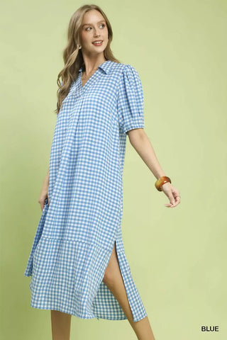 Umgee Gingham Midi Dress with Side Pockets - Glamourous Grace