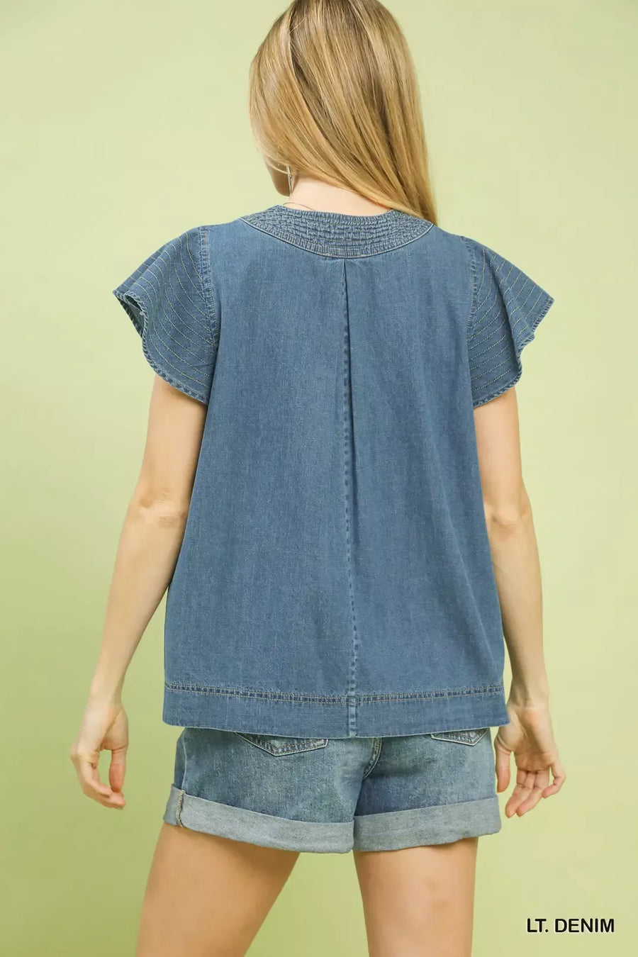 Umgee Cap Sleeve Denim Top - Glamourous Grace