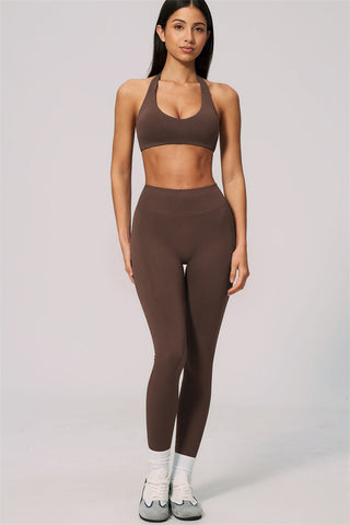The Velvetine Halter Sports Bra Leggings 2-Piece Set
