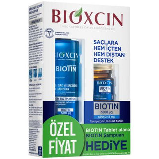 Bioxcin Biotin Supplement and Shampoo Set for Hair Loss Treatment and Hair Health Support - Glamourous Grace