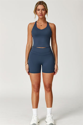The Enigma Cross Back Vest Shorts 2-Piece Set