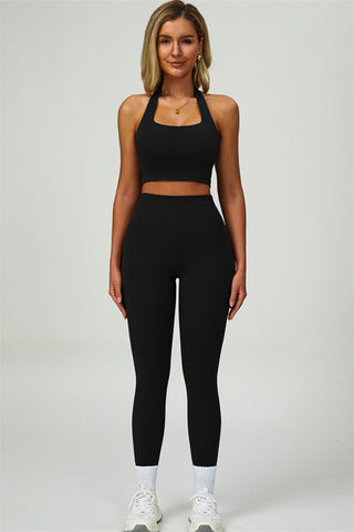 The Seraphine Halter Crop Top Leggings 2-Piece Set