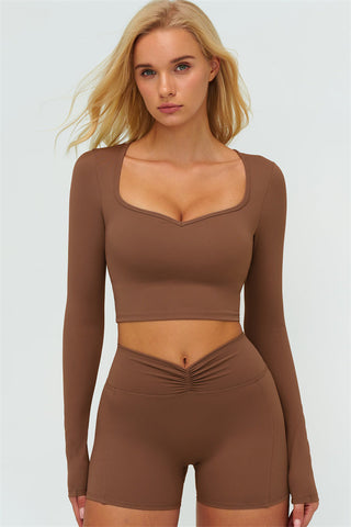 The Lushness Long Sleeve Crop top Shorts 2-Piece Set