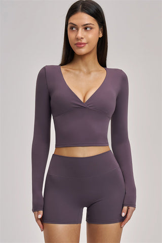 The Swoon Long Sleeve Crop top Shorts 2-Piece Set