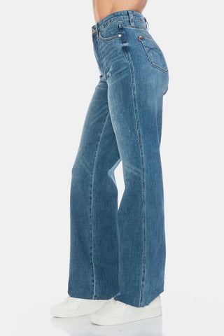 Judy Blue Tummy Control Cut Raw Hem Straight Jeans 88848
