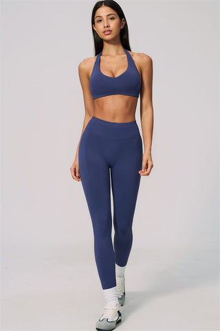 The Velvetine Halter Sports Bra Leggings 2-Piece Set