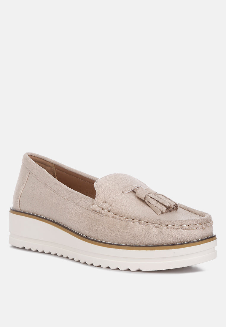 Daiki Platform Lug Sole Tassel Loafers - Glamourous Grace