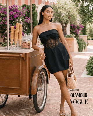 Daisy Strapless Lace Corset Dress (Black)