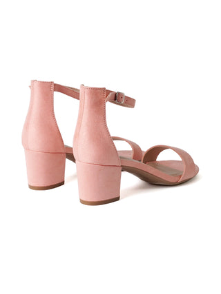 J.Adams Daisy blush suede heels with pointed toe and elegant design, shown from a side angle on a neutral background.