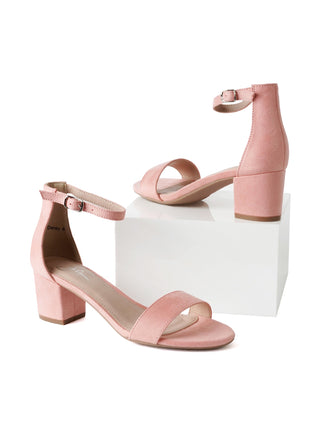 Blush suede Daisy heels by J.Adams with rounded toe and block heel, stylish and elegant women's footwear.