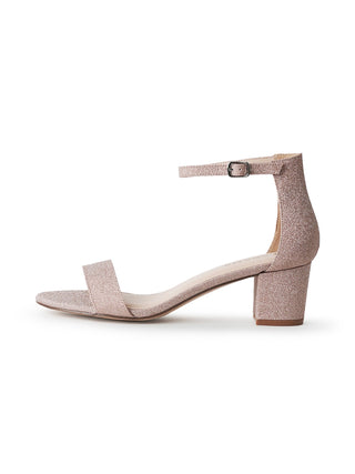 J.Adams Daisy Champagne Glitter Heels with sparkling glitter finish and elegant design, showcasing the stylish footwear.