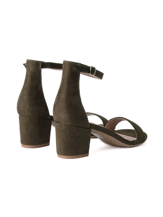 J.Adams Daisy Olive Suede Heels with pointed toes and slender heels, stylish footwear for elegant occasions.