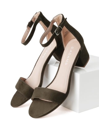 J.Adams Daisy olive suede heels with pointed toe and slim heel, stylish women’s footwear in a soft olive green color.