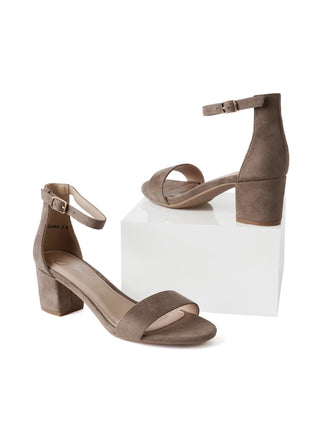Taupe suede Daisy heels by J.Adams, featuring elegant pointed toes and a stylish stiletto heel.