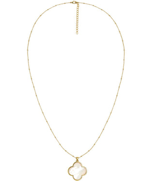 Dakota Clover Necklace - 18k Plated- Mother of Pearl-Kristin Kennedy Collection - Glamourous Grace