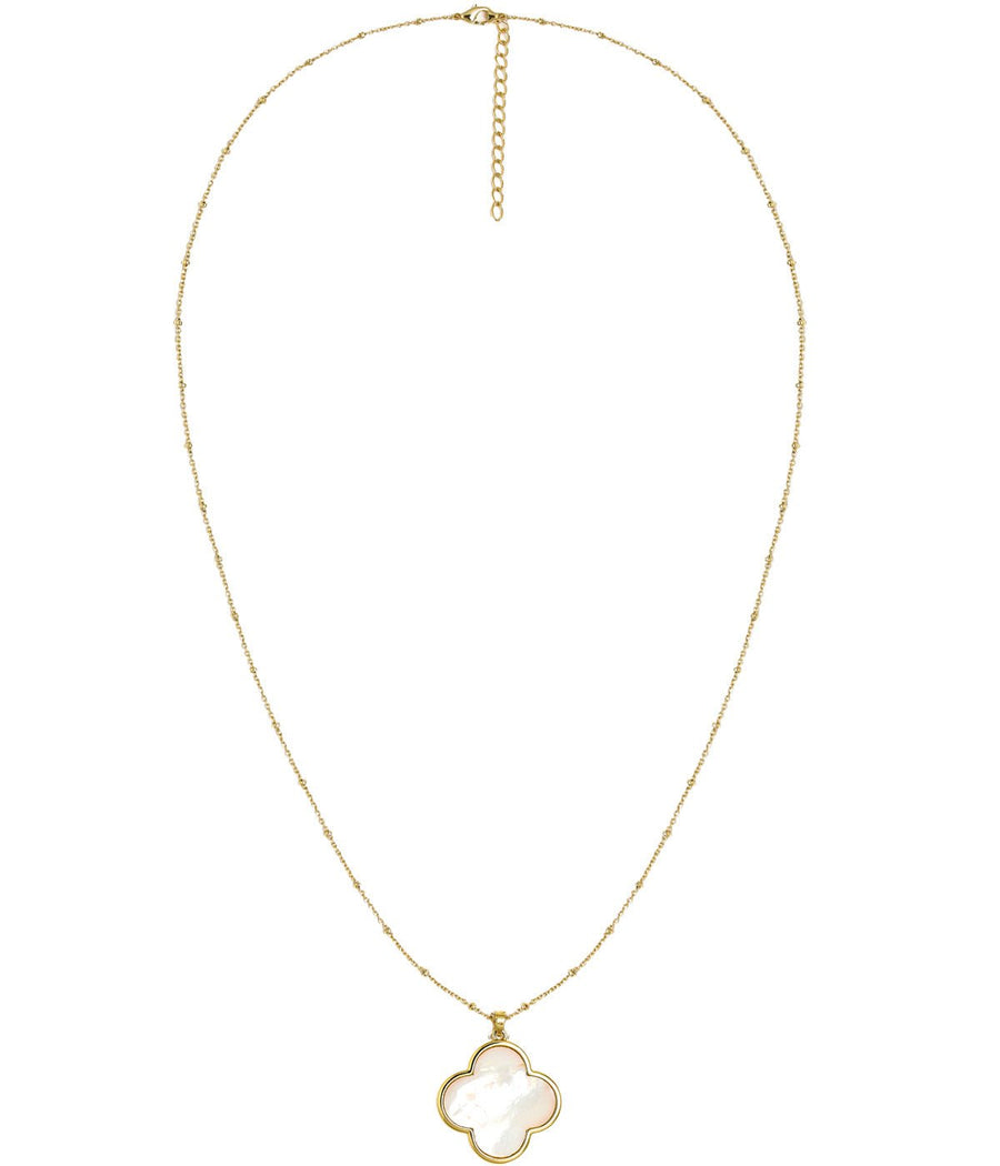 Dakota Clover Necklace - 18k Plated- Mother of Pearl-Kristin Kennedy Collection - Glamourous Grace