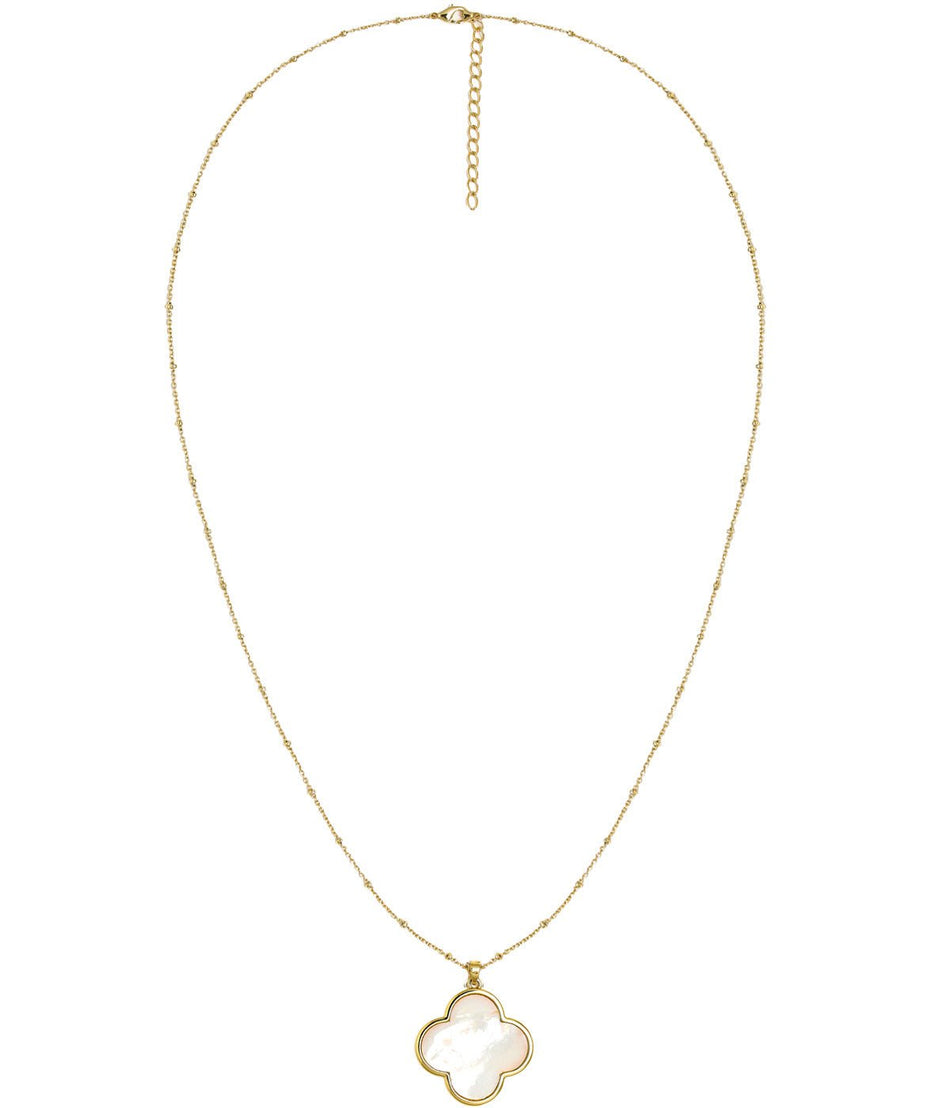 Dakota Clover Necklace - 18k Plated- Mother of Pearl-Kristin Kennedy Collection - Glamourous Grace