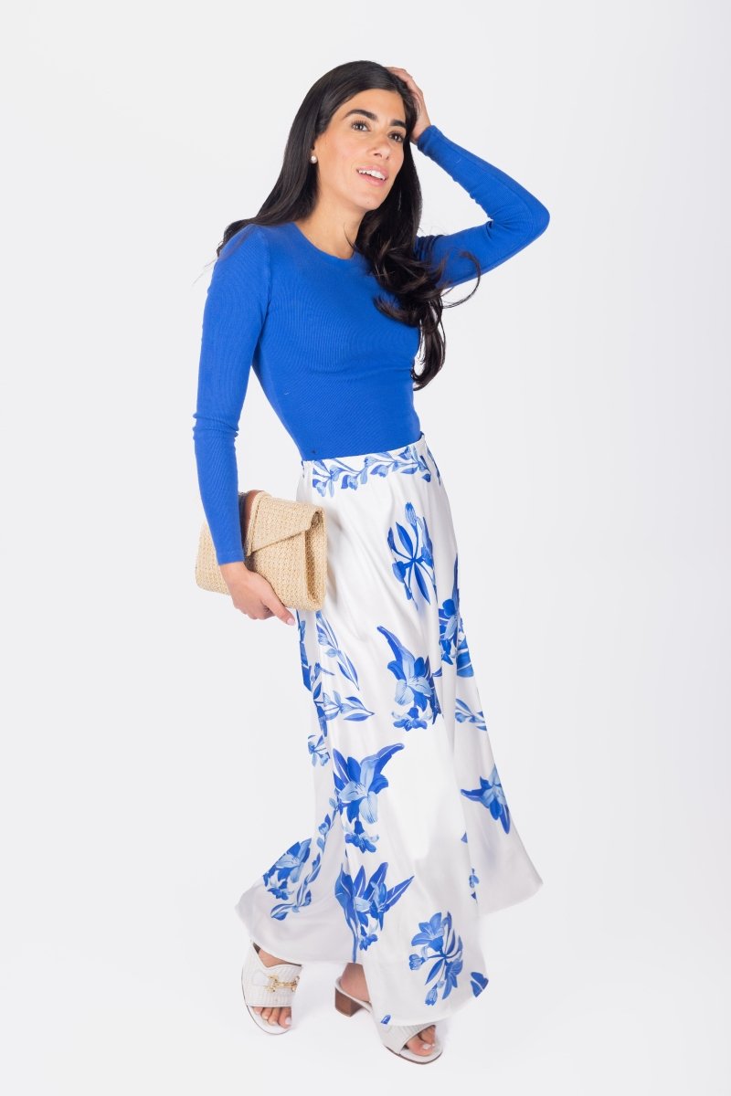Dakota Skirt (White/Blue) - Glamourous Grace