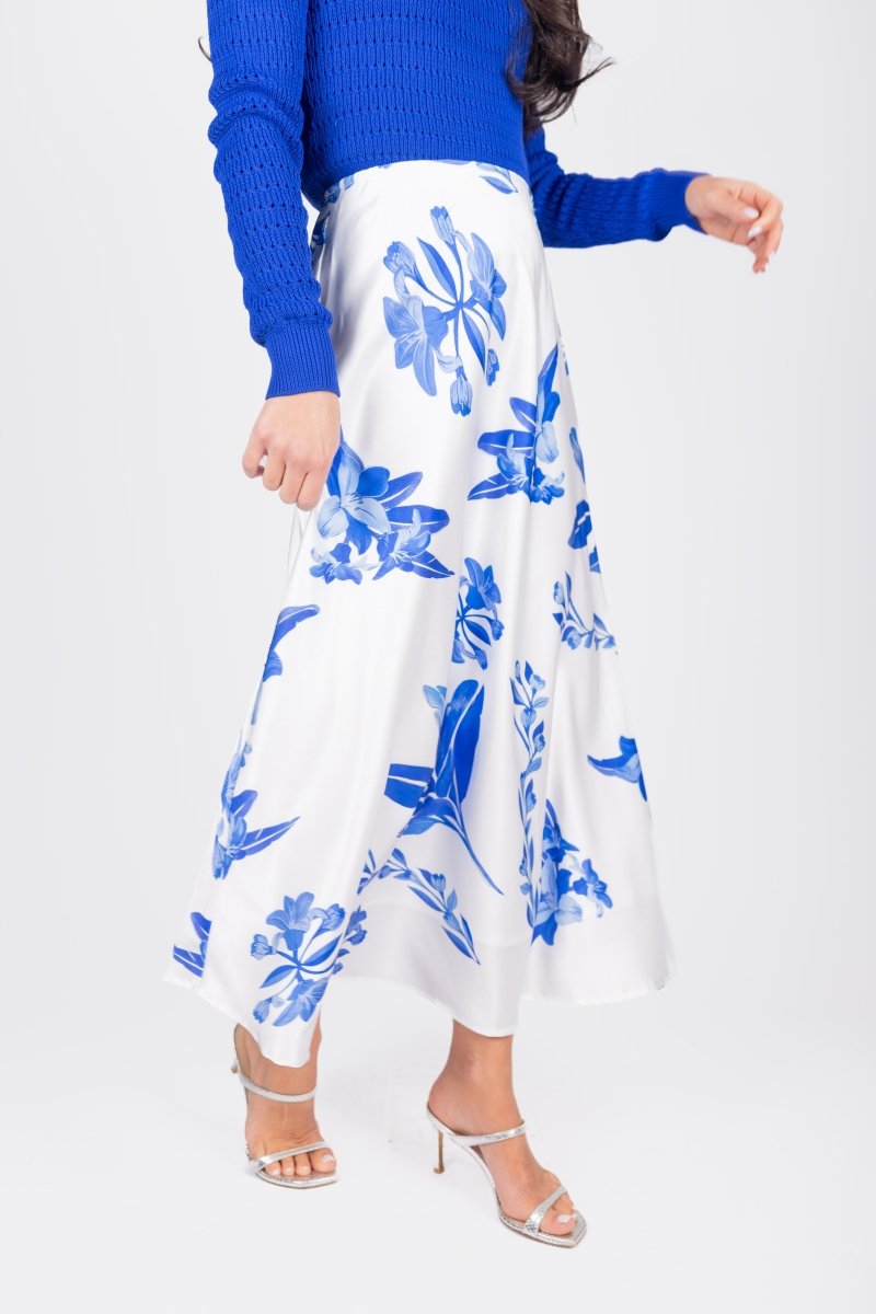 Dakota Skirt (White/Blue) - Glamourous Grace