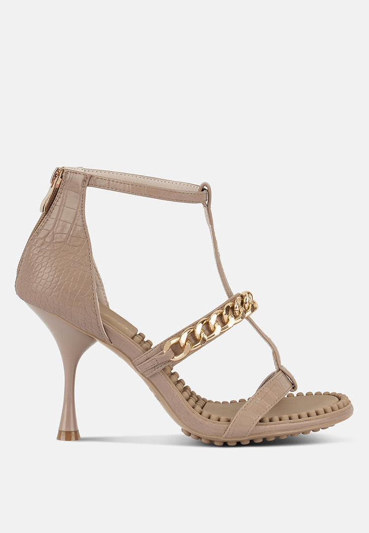 Dakota Metal Chain Mid Heel Sandals - Glamourous Grace
