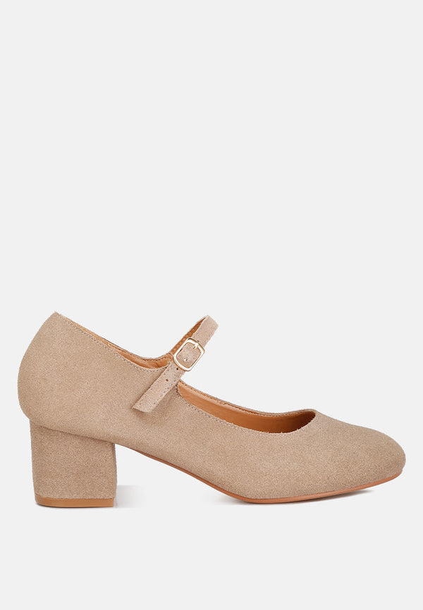 Dallin Suede Block Heel Mary Janes - Glamourous Grace