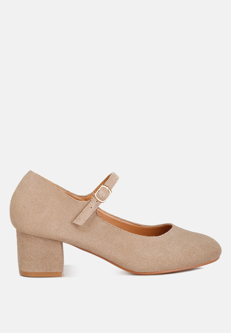 Dallin Suede Block Heel Mary Janes - Glamourous Grace