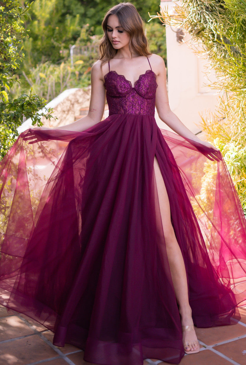 Dani Gown - Mulberry - Lace & Tulle A-line Dress - Glamourous Grace