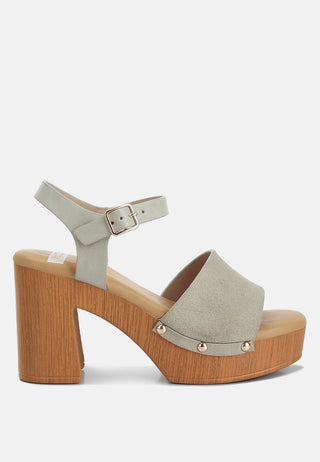 Daniela Genuine Suede Leather High Block Sandals