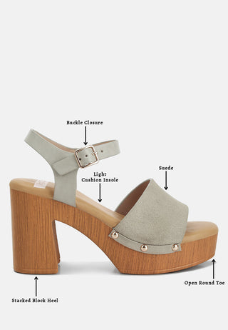 Daniela Genuine Suede Leather High Block Sandals