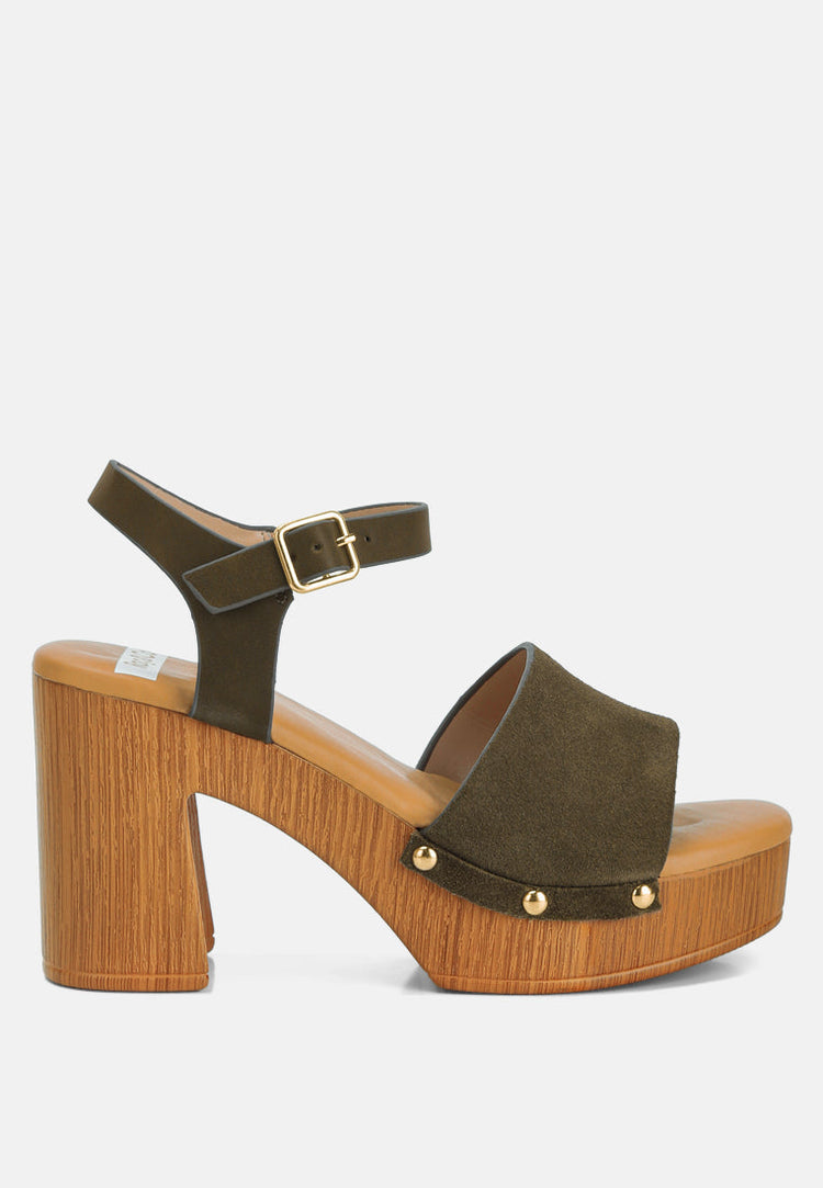 Daniela Genuine Suede Leather High Block Sandals - Glamourous Grace