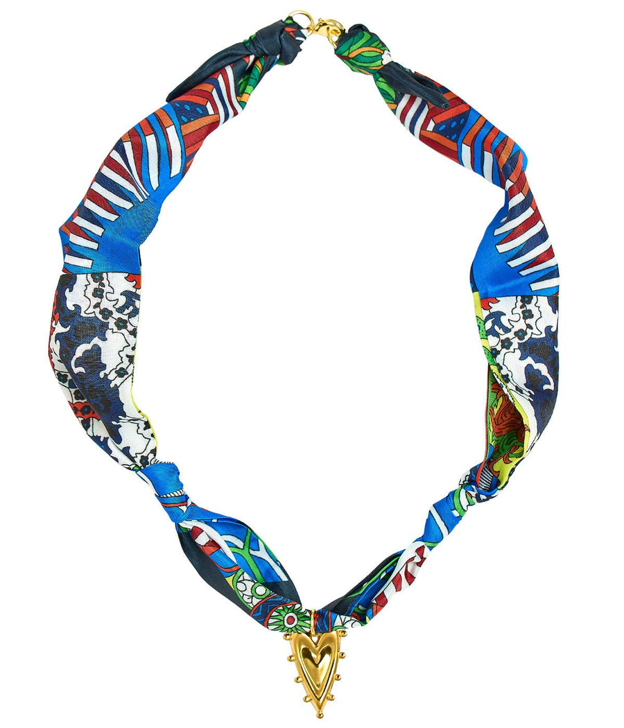 Darby Blue Heart Scarf Necklace - Glamourous Grace